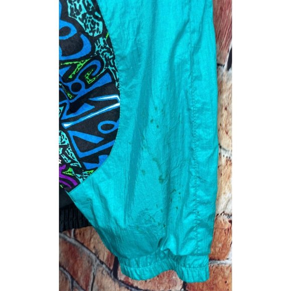 VTG Members Only Full Zip Nylon 80s 90s Neon Windbreaker Jacket Women’s Large - Picture 7 of 7